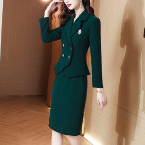 RM21279#新款套装女秋季气质女神范高级时尚西装包臀裙工作服两件套
