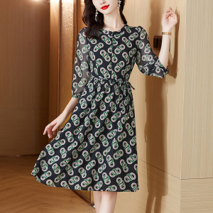 RM1803#时尚高档女士连衣裙 新款减龄显瘦高腰妈妈装洋气优雅裙子