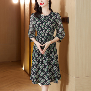 RM1803#时尚高档女士连衣裙 新款减龄显瘦高腰妈妈装洋气优雅裙子