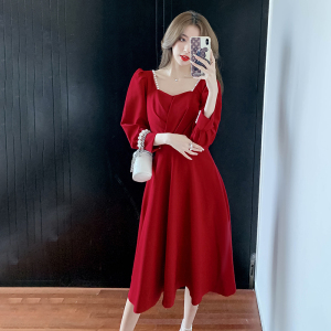 TR54684# 秋季敬酒服新娘酒红色平时可穿结婚订婚礼服连衣裙 服装批发服饰货源女装批发