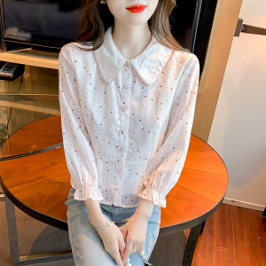 KM22122#韩版娃娃领时尚气质减龄百搭显瘦长袖衬衫女