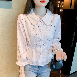 KM22122#韩版娃娃领时尚气质减龄百搭显瘦长袖衬衫女