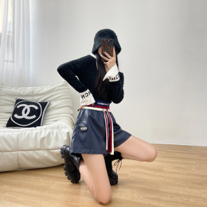 RM78#皮短裤大码女时尚抽绳韩版气质高腰显瘦阔腿裤pu皮裤