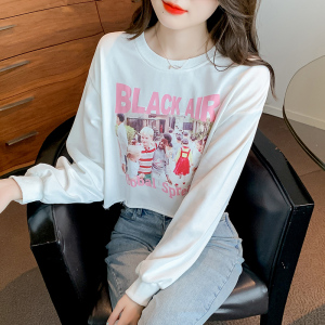 PS52079# 秋季新款韩版设计感短款卫衣宽松字母印花T恤长袖上衣 服装批发女装直播货源