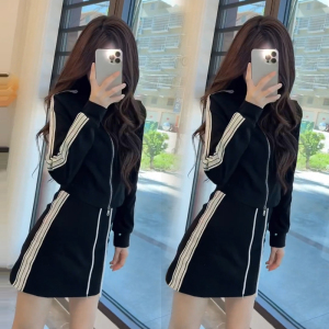 PS50482# 韩版米边条休闲棉裙裤套装两件套 服装批发女装直播货源