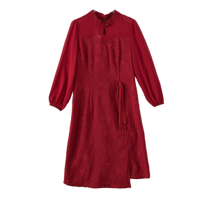 RM3297#改良版旗袍大码连衣裙女 新款高端气质收腰显瘦中长款裙子