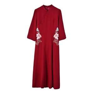 KM22827#红色改良版旗袍妈妈款婚宴装高级感喜婆婆敬酒服连衣裙2022年新款