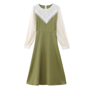 KM26420#新款法式麦瑟尔夫人雪纺长袖假两件连衣裙女高级感