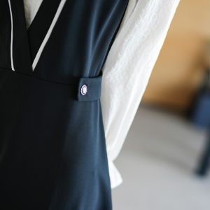 PS54845# 秋季新款高级感法式优雅气质长袖裙假两件连衣裙 服装批发女装直播货源
