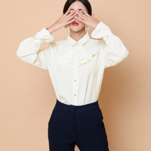 PS51523# 秋装新款韩版OL气质时尚领结喇叭袖打底衫职业衬衫上衣 服装批发女装直播货源
