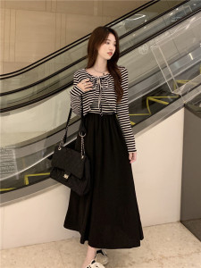 PS51069# 新款韩版中长款吊带连衣裙+小衬衫外套两件套 服装批发女装直播货源