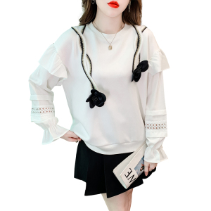 KM26923#新款白色上衣设计感小众秋装克莱因蓝独特高级感女装卫衣