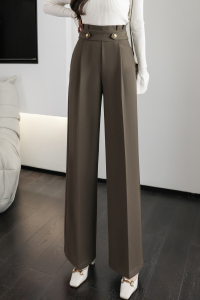 RM15625#新款西装设计感花苞高腰阔腿裤宽松休闲垂坠感直筒长裤潮