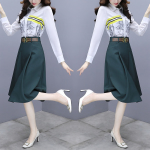 RM5882#套装女 新款洋气减龄休闲时尚装衬衫半身裙子两件套