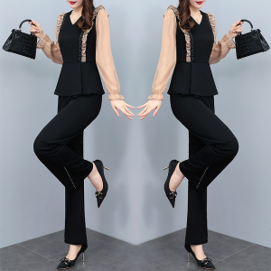 RM21388#新款洋气高端显瘦减龄上衣女神范喇叭裤时尚两件套装