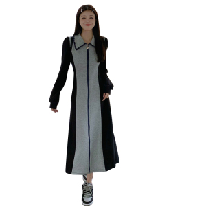 KM23521#大码胖妹妹polo领设计感显瘦拼接连衣裙  原版质量高品质