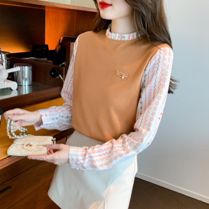 TR56127# 秋季新款假两件木耳边长袖卫衣宽松上衣打底洋气时尚女 服装批发女装批发服饰货源