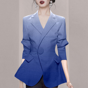 PS54569# 秋装法式气质蓝色西装外套女新款流行质感收腰西服 服装批发女装直播货源
