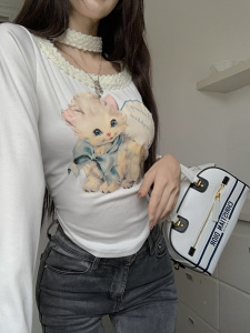 PS53017# 纯欲欧尼猫猫系带小衫 服装批发女装直播货源