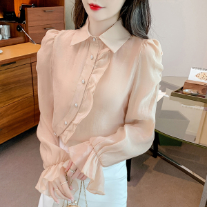 MY3615#法式衬衫女设计感小众2022新款别致高级感泡泡袖纯色上衣