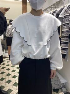 MY3589#女装秋季新款韩版个性荷叶边小众设计休闲长袖卫衣套头上衣