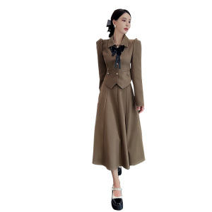 RM24467#裙子套装女2023秋季新款时尚名媛气质显瘦外套高腰半身长裙两件套