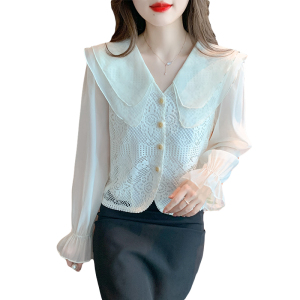 KM24637#法式衬衫秋季女新款今年流行漂亮镂空设计感小众甜美显瘦减龄上衣