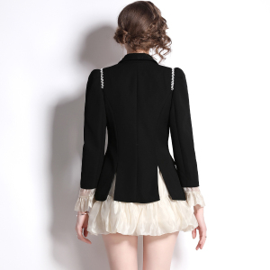 RM22727#新款法式裙子两件套黑色西装套装女送腰带