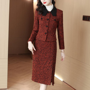 RM5175#小香风复古套装时尚修身显瘦 新款洋气大码女装两件套优雅