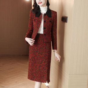 RM5175#小香风复古套装时尚修身显瘦 新款洋气大码女装两件套优雅