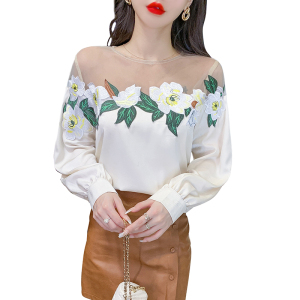KM24403#秋季新款上衣时尚设计感气质显瘦拼接衬衫女长袖