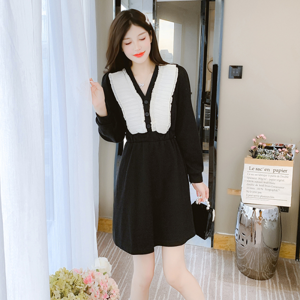 KM30103#新款vintage初恋裙小香风法式黑色连衣裙小众设计