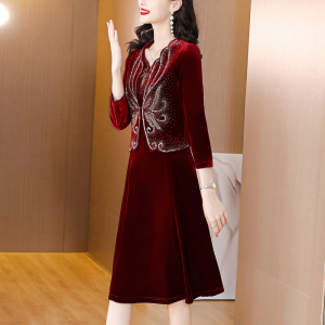 RM3287#婚宴礼服高贵洋气新款敬酒服两件套时尚大码丝绒连衣裙