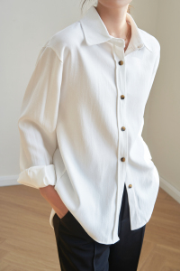 KM26512#新款白衬衫女韩国加厚磨毛通勤百搭宽松长袖外穿上衣