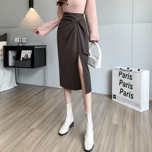 PS54370# 小众高腰包臀裙秋季新款绑带性感开叉半身裙 服装批发女装直播货源