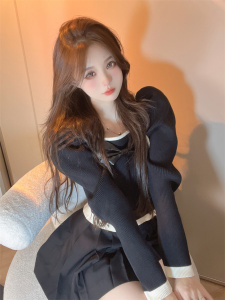 PS55512# 韩版新款活力减龄质感方领蝴蝶结弹力修身长袖套头毛衣女  服装批发女装直播货源