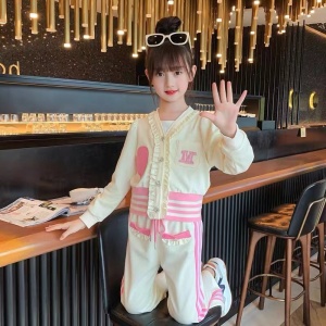 TR52057# 提花面料女童秋款套装新款公主两件套中大童洋气时髦潮 童装批发儿童服饰