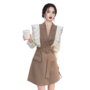 RM9397#御姐轻熟风连衣裙女小个子 新款韩版收腰设计感秋装显瘦西装裙