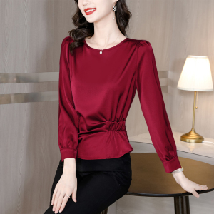 RM22961#女装高级感丝滑绸缎气质法式收腰显瘦减龄衬衣