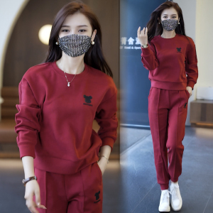 PS59526# 爆款运动套装女时尚韩版圆领长袖减龄女士显瘦休闲两件套 服装批发女装服饰货源