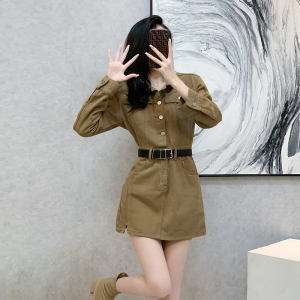 RM4014#春季新款牛仔连衣裙高腰显瘦短裙