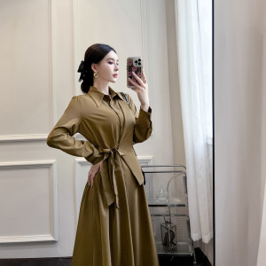 RM21543#西装连衣裙2023春季新款小众气质温柔高级感复古假两件长袖长裙