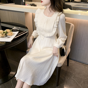 KM25079#新款法式宽松甜美设计感长袖连衣裙