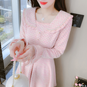 KM25640#新款粉色甜美公主裙减龄显瘦气质小香风连衣裙短裙