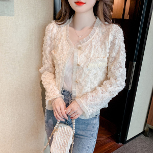 KM27042#减龄韩版气质小香风短款外套女时尚花瓣薄款开衫上衣
