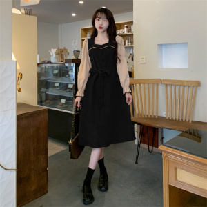 KM30663#大码女装胖MM连衣裙设计感法式复古气质中长款裙子收腰显瘦