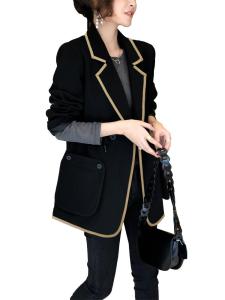 PS59788# 欧洲站女装黑色高级感小西装外套女大码洋气西服春秋季新款 女装服饰批发