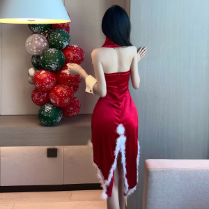 Sexy party bra red Christmas bag hip dress