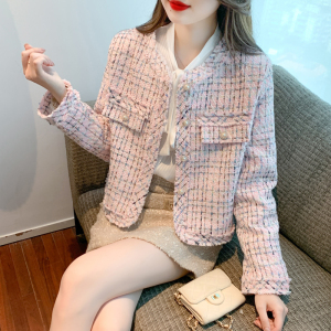 KM26576#小香风短外套女2022年新款韩系高级感气质上衣小个子夹克开衫