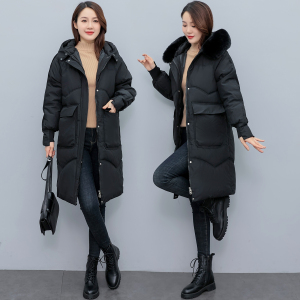KM28565#气质时尚棉服女2022冬季新款韩版宽松加厚中长款羽绒棉袄毛领外套